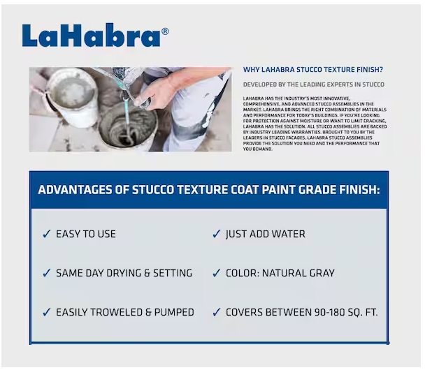 Stucco Texture Coat 16/20 Gray (90 lb.) LaHabra