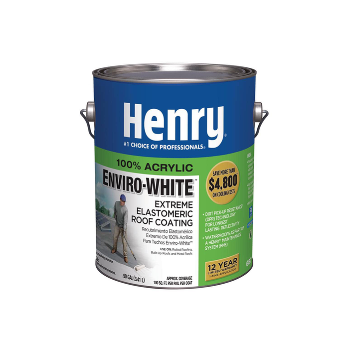 Roof Coating Acrylic 687 Elastomeric Reflective Enviro-White 0.9 gal.