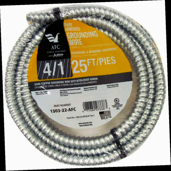 Ground Cable Bare Armored 4/1 x 25 ft.