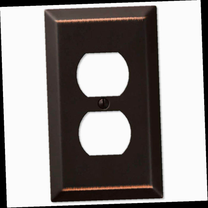 Outlet Wall Plate, Metallic 1 Gang Duplex Outlet Steel Wall Plate - Aged Bronze