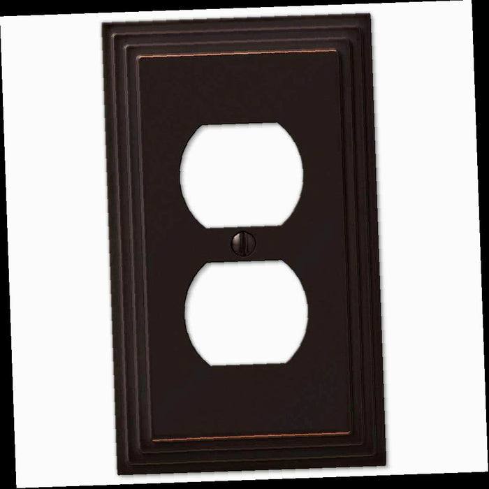Outlet Wall Plate, Tiered 1 Gang Duplex Metal Wall Plate - Aged Bronze
