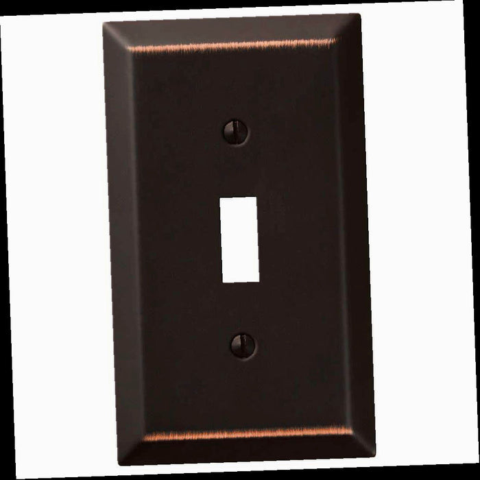 Outlet Wall Plate, Metallic 1 Gang Toggle Steel Wall Plate - Aged Bronze