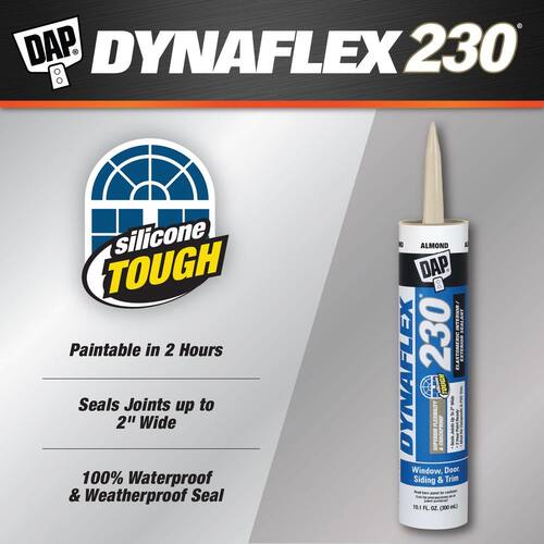 Elastomeric Sealant, Dynaflex 230, Premium, Almond, Exterior/Interior, Window, Door and Trim, 10.1 oz.