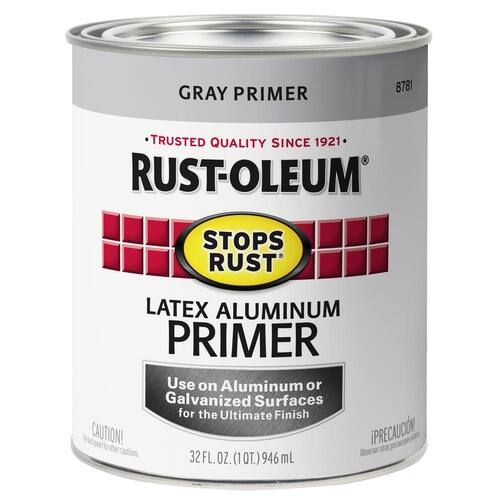 Primer, Aluminum, Latex, Flat Gray, 1 qt.