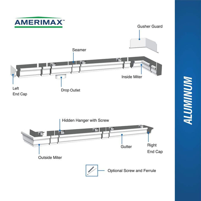 Rain Diverters 2 in. x 3 in. x 10 ft. Downspout Aluminum White