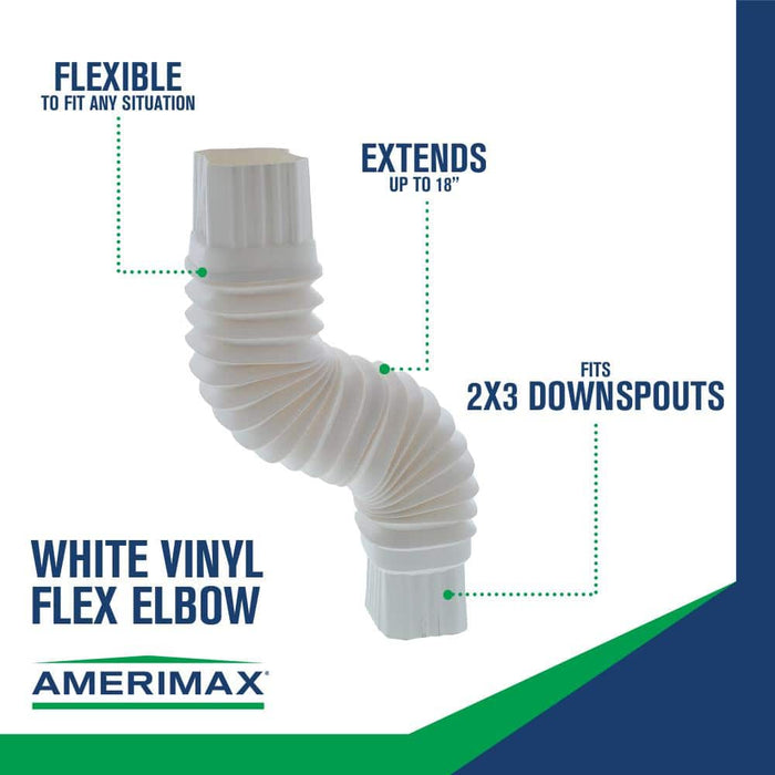 Gutter Elbow-Flex 2 in. x 3 in. Downspout PVC White