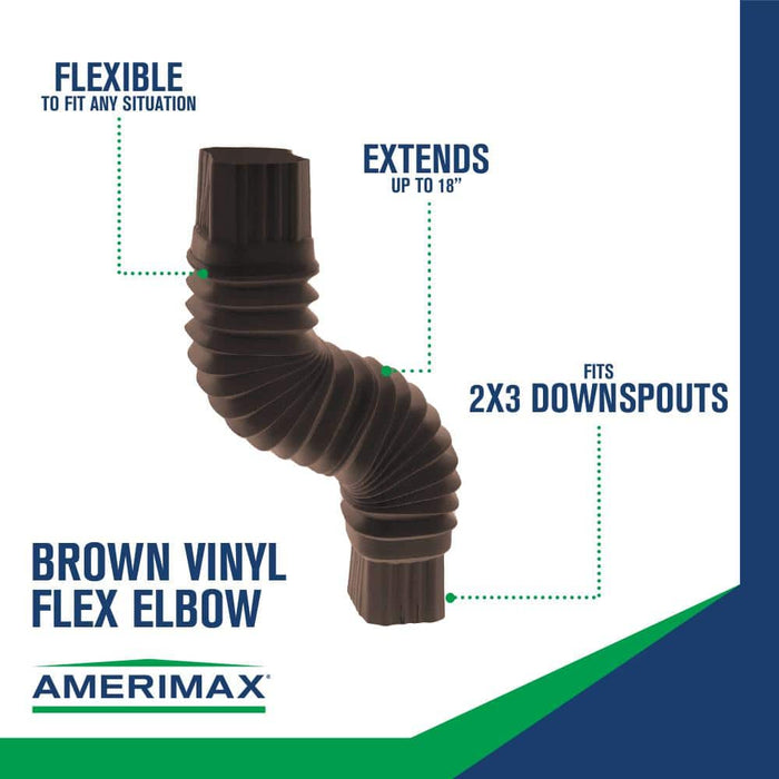 Gutter Elbow-Flex 2 in. x 3 in. Downspout PVC Brown