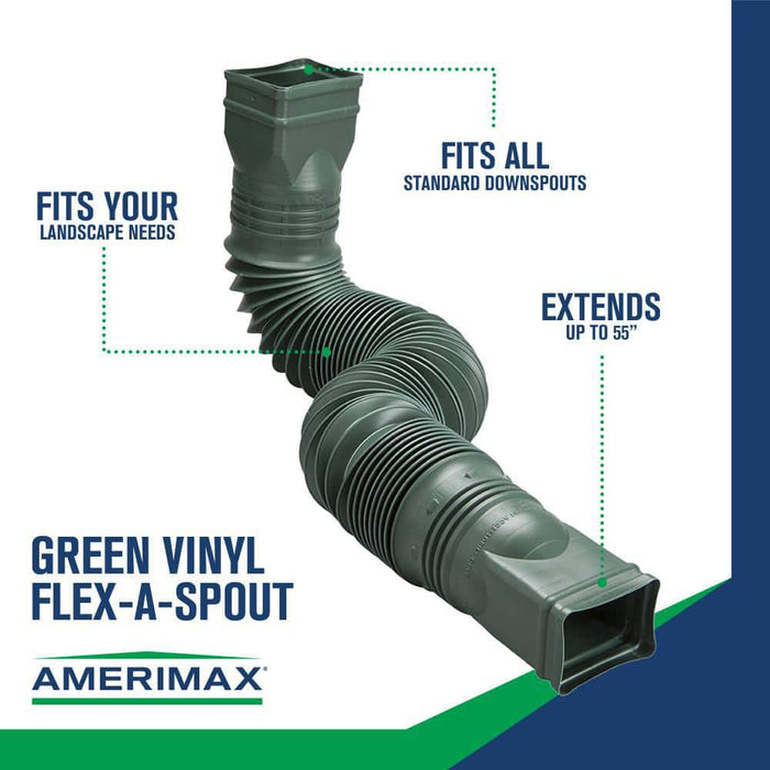 Rain Diverters 3 in. x 4 in. x 24 in. Downspout Extension PVC Green