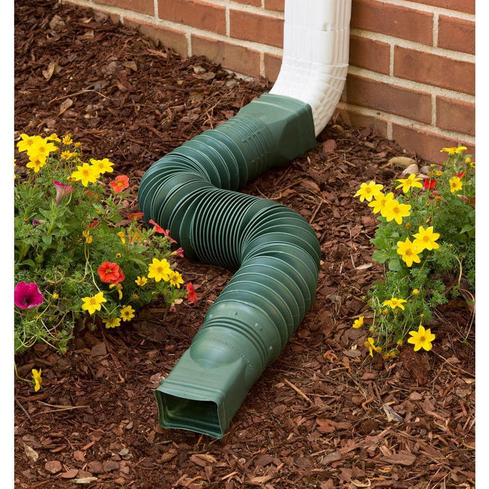 Rain Diverters 3 in. x 4 in. x 24 in. Downspout Extension PVC Green