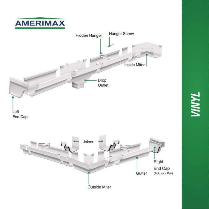 Gutter Inside Miter 5 in. Corner Vinyl White