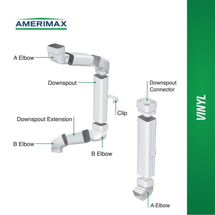 Gutter Outlet 5 in. with 2 in. x 3 in. Drop Outlet Vinyl White