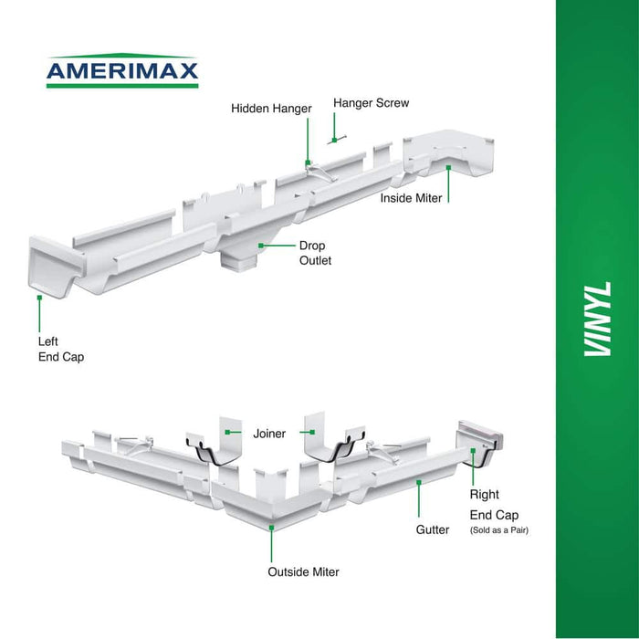 Gutter Joint Connector 2 in. x 3 in. DownspoutVinyl White