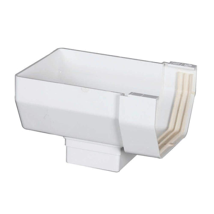 Gutter Outlet 4 in. with 2 in. x 2 in. Drop Outlet Vinyl White