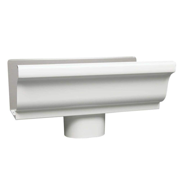 Gutter End 5 in. with 2 in. x 3 in. Drop Outlet Aluminum White