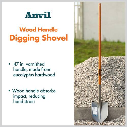 Digging Shovel 47 in. Wood Handle Carbon Steel