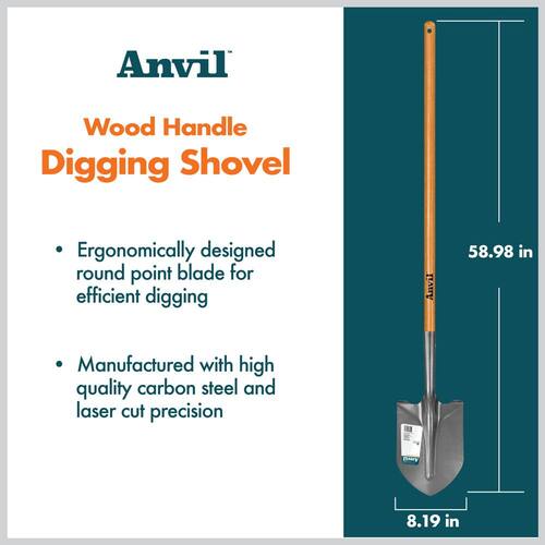 Digging Shovel 47 in. Wood Handle Carbon Steel