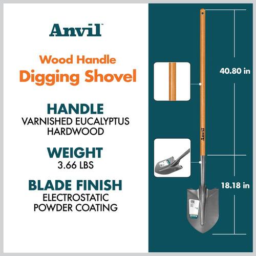 Digging Shovel 47 in. Wood Handle Carbon Steel