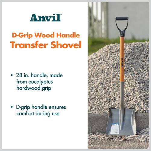 Transfer Shovel Carbon Steel 28 in. Short D-Grip Wood Handle