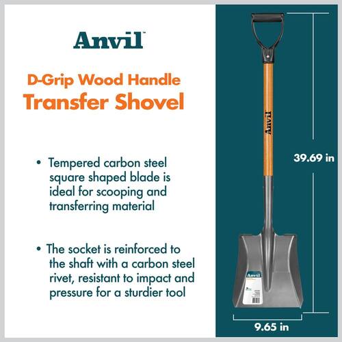 Transfer Shovel Carbon Steel 28 in. Short D-Grip Wood Handle