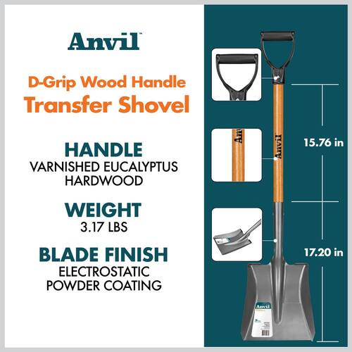 Transfer Shovel Carbon Steel 28 in. Short D-Grip Wood Handle