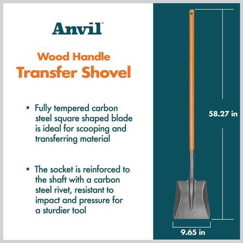 Transfer Shovel Wood Handle Carbon Steel 47 in.