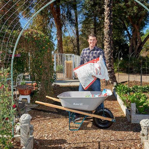 Wheelbarrow Steel Tub 6 cu. ft. with Wooden Handles and Pneumatic Tire