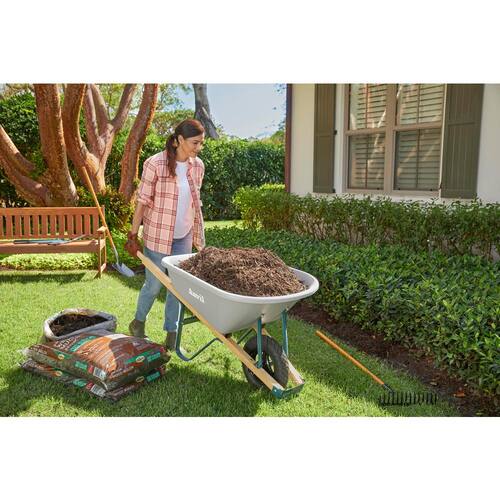 Wheelbarrow Steel 6 cu. ft. with Pneumatic Tire and Wood Handles