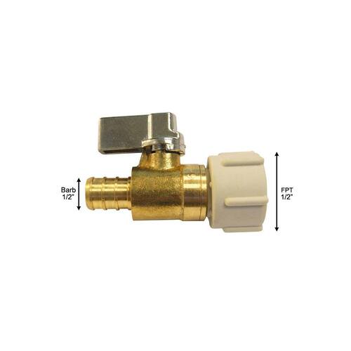 Ball Valve Brass Swivel 1/2 in. PEX-B Barb x 1/2 in. Female Pipe Thread