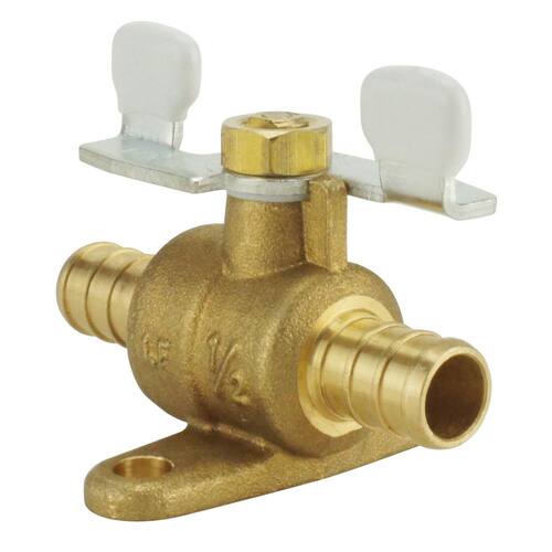 Ball Valve Brass PEX-B Barb 1/2 in. with Tee Handle and Mounting Pad