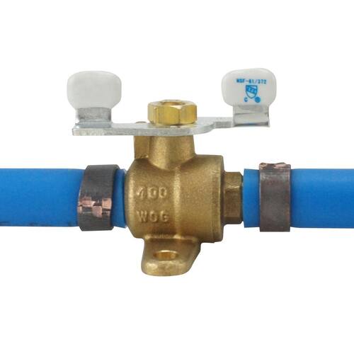 Ball Valve Brass PEX-B Barb 1/2 in. with Tee Handle and Mounting Pad