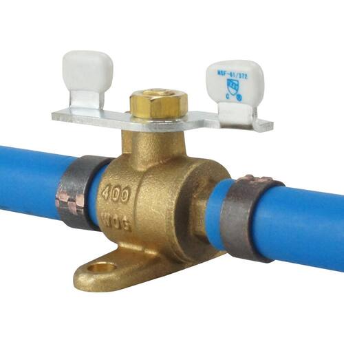 Ball Valve Brass PEX-B Barb 1/2 in. with Tee Handle and Mounting Pad