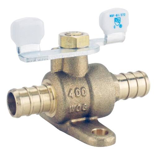 Ball Valve Brass PEX-B Barb 1/2 in. with Tee Handle and Mounting Pad