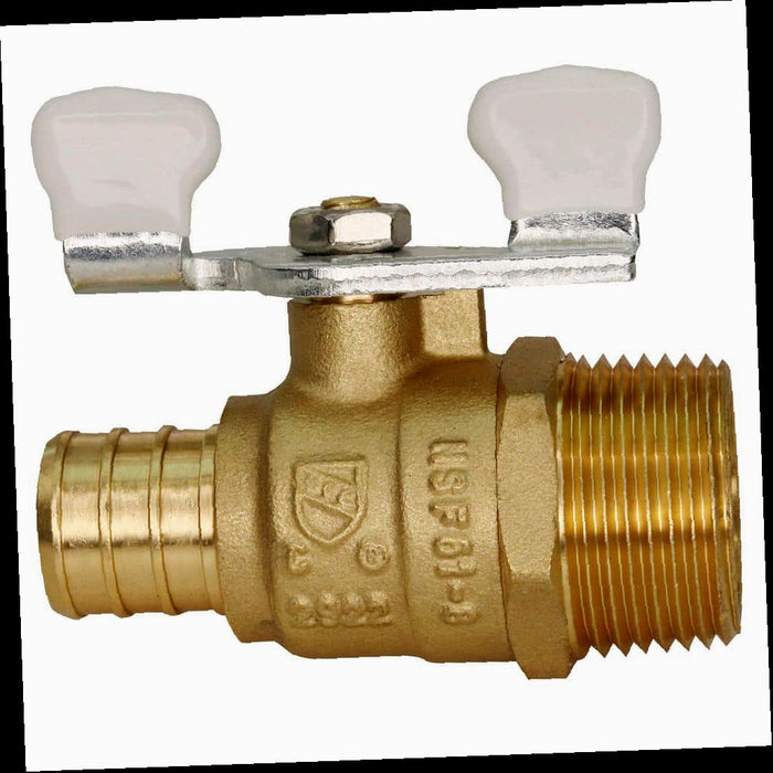 Ball Valve with Tee Handle Brass PEX-B Barb X MPT 3/4 in.