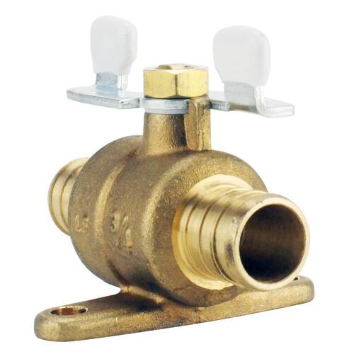 Brass PEX-B Barb Ball Valve 3/4 in. with Tee Handle and Mounting Pad