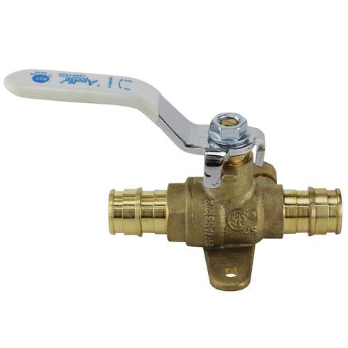 Ball Valve 1/2 in. Brass PEX-A Barb with Drain and Mounting Pad