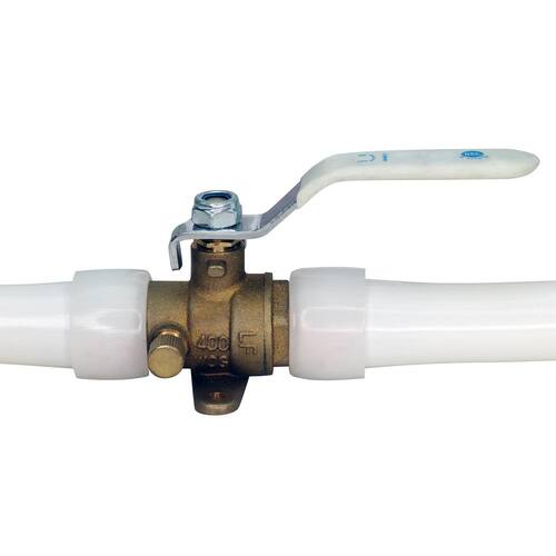 Ball Valve 1/2 in. Brass PEX-A Barb with Drain and Mounting Pad