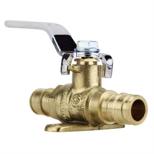 Ball Valve 1/2 in. Brass PEX-A Barb with Drain and Mounting Pad