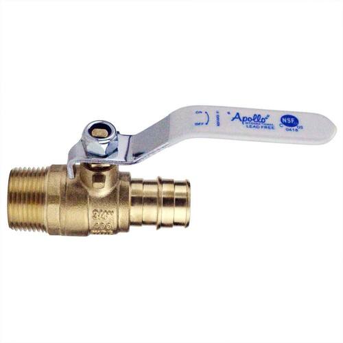 Ball Valve 3/4 in. Brass PEX-A Barb x 3/4 in. Male Pipe Thread