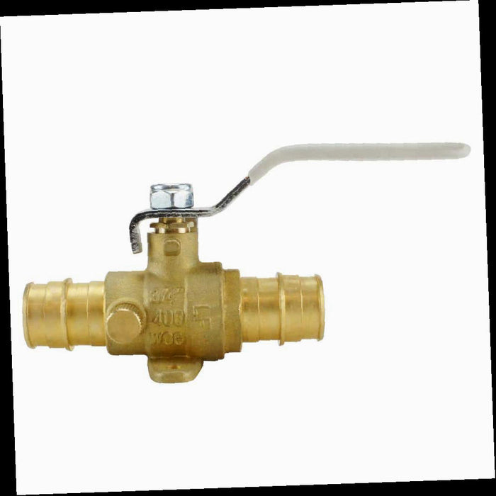 Ball Valve Brass PEX-A Barb 3/4 in. with Drain and Mounting Pad