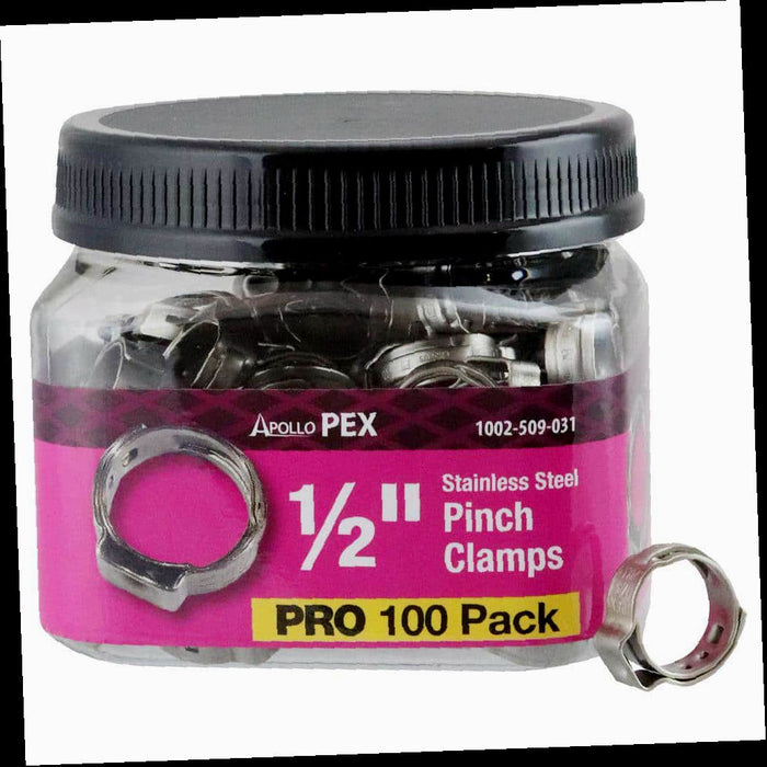 PEX-B Barb Pinch Clamp 1/2 in. Stainless Steel Jar (100-Pack)