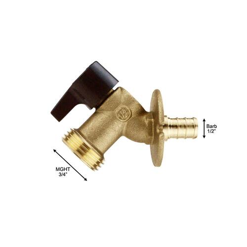 Sillcock Quarter-Turn 1/2 in. Brass PEX-B Barb x 3/4 in. Garden Hose Thread