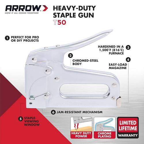 Manual Staple Gun Heavy Duty Arrow T50