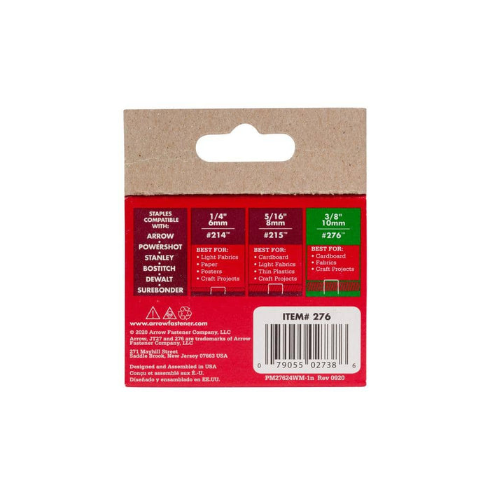 Steel Staples 3/8 in. Leg x 7/16 in. 276 JT21 Electro-galvanized Medium Crown 22.5-Gauge (1000-Pack) — view 5