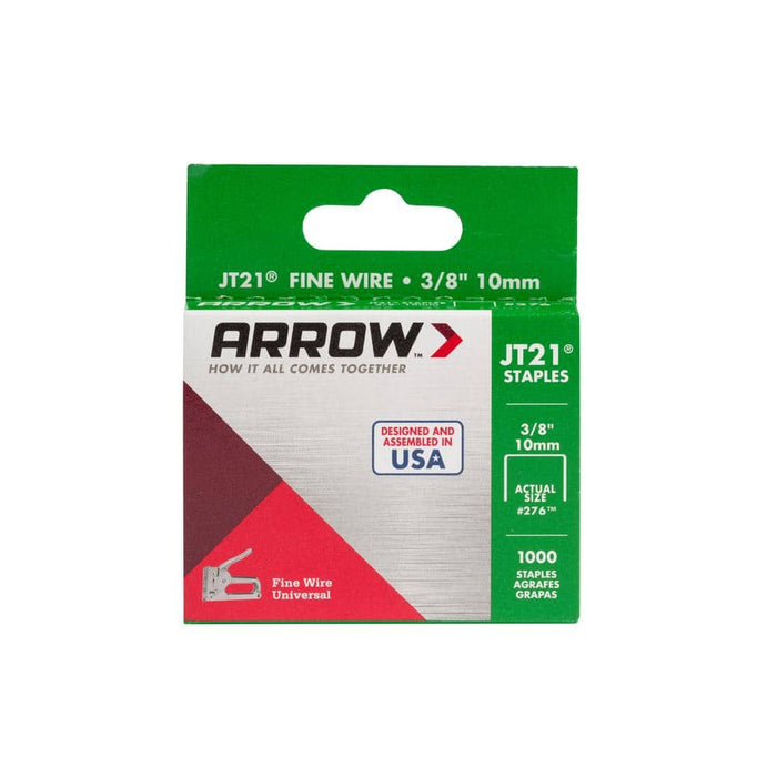 Steel Staples 3/8 in. Leg x 7/16 in. 276 JT21 Electro-galvanized Medium Crown 22.5-Gauge (1000-Pack) — view 4