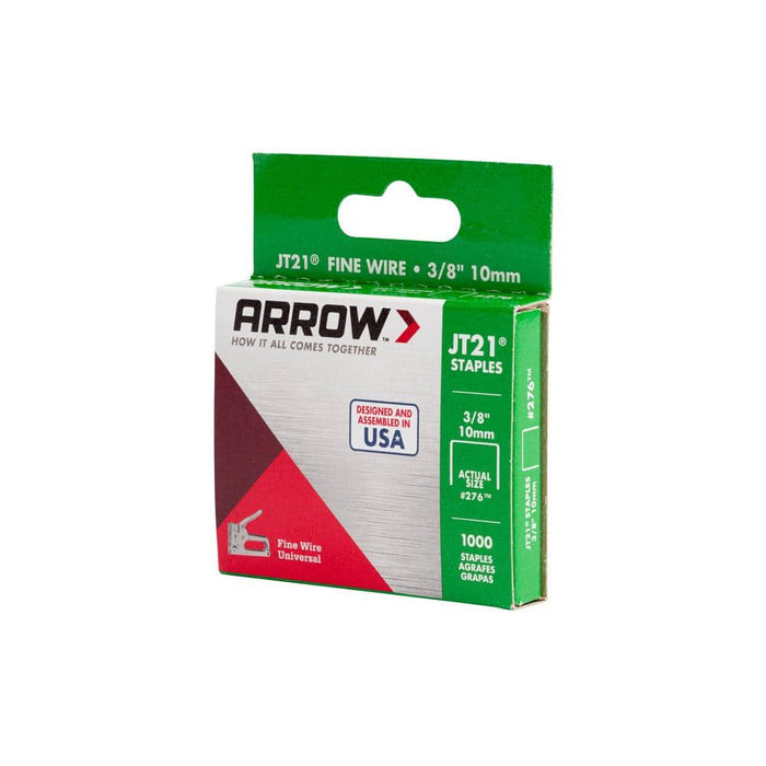 Steel Staples 3/8 in. Leg x 7/16 in. 276 JT21 Electro-galvanized Medium Crown 22.5-Gauge (1000-Pack) — view 2