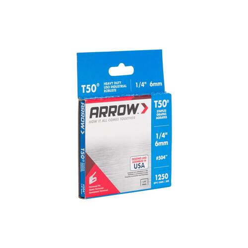 Steel Staples 1/4 in. Leg x 3/8 in. 20-Gauge Medium Crown Divergent Point Heavy-Duty Galvanized 504 (1,250-Pack)