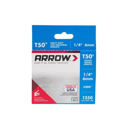 Steel Staples 1/4 in. Leg x 3/8 in. 20-Gauge Medium Crown Divergent Point Heavy-Duty Galvanized 504 (1,250-Pack)