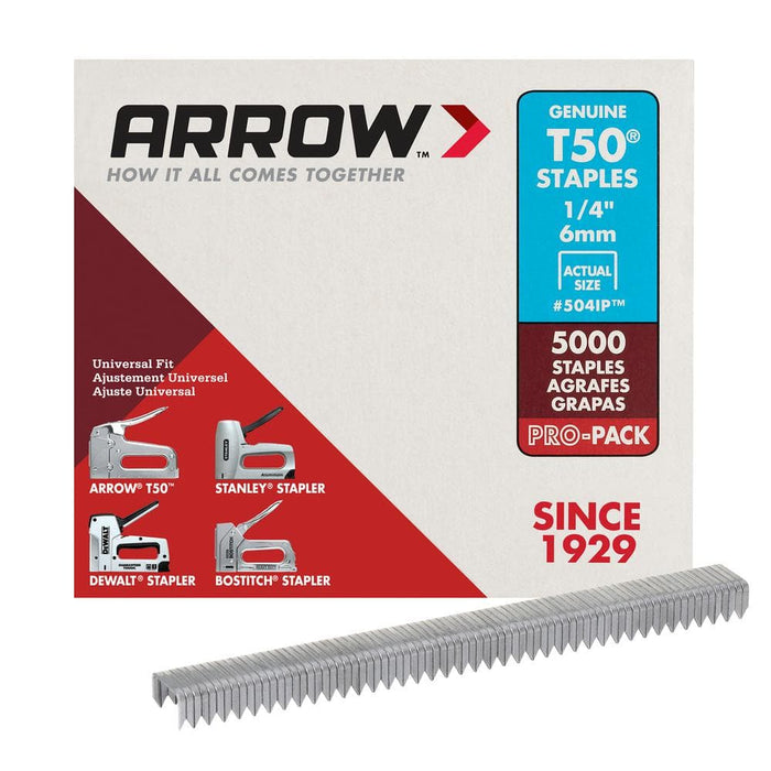 Steel Staples 1/4 in. Leg x 3/8 in. 504IP Galvanized Med. Crown Divergent Point 20-Gauge Heavy-Duty (5000-Pack) — view 4