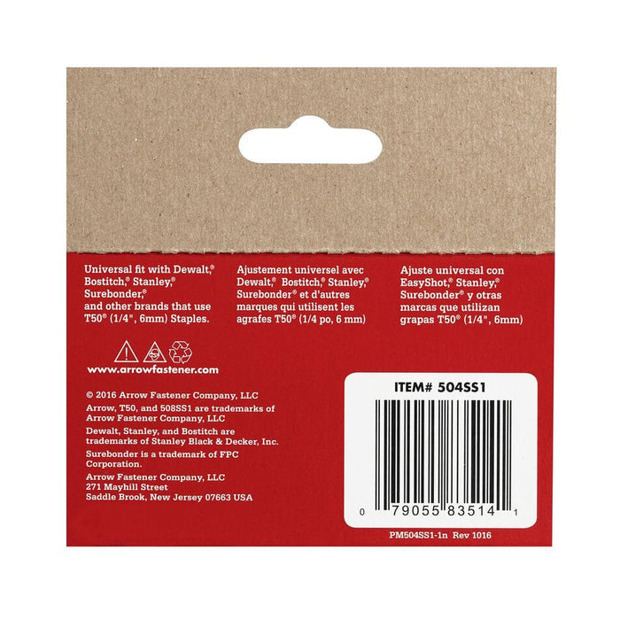 Stainless Steel Staples 1/4 in. Leg x 3/8 in. 504SS1 T50 Medium Crown 20-Gauge Heavy-Duty (1000-Pack) — view 6