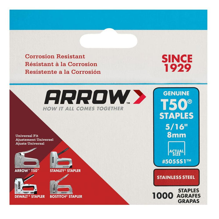 Stainless Steel Staples 5/16 in. Leg x 3/8 in. 505SS1 T50 Medium Crown 20-Gauge Heavy-Duty (1000-Pack) — view 5